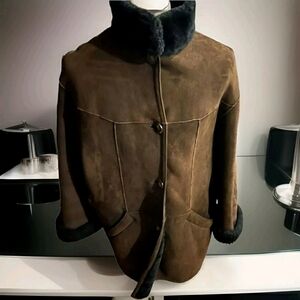 Womans Shearling Brown Leather Jacket Vintage USA SIZE S